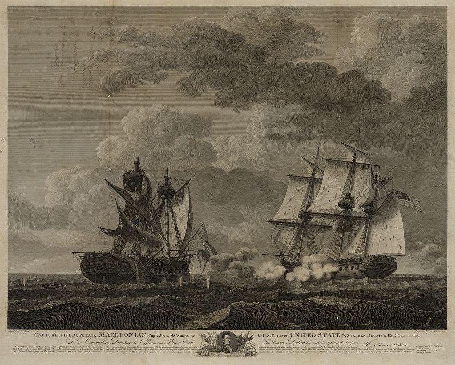 Capture of the British frigate Macedonian by the U.S. frigate United States. Thomas Birch, 1813. Library of Congress