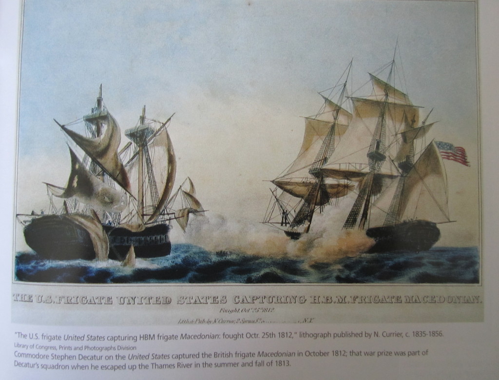 The US frigate United States capturing HBM frigate Macedonian, October 25, 1812. N. Currier, c. 1835-1856. Library of Congress