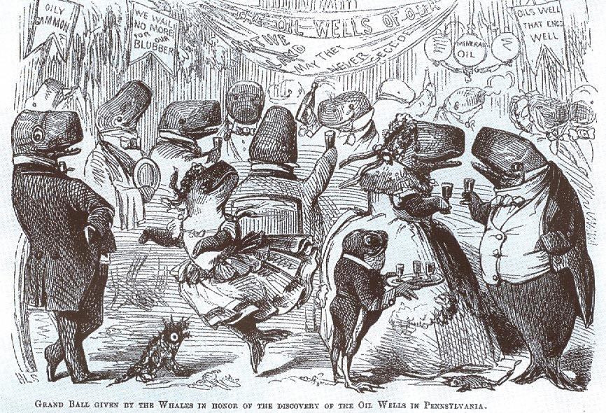 "Grand Ball Given by the Whales in Honor of the Discovery of the Oil Wells in Pennsylvania," Vanity Fair, 1861