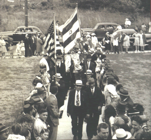 Torah procession dedication, Knesset Israel Synagogue, Rockville and Enfield Streets, Hartford , 1947. According to Connecticut Jewish History , this congregation was formed in 1898 under the name Congregation Israel of Koretz because most of its members came from the city of Koretz in Russia . This was the last synagogue constructed in the city's North End.