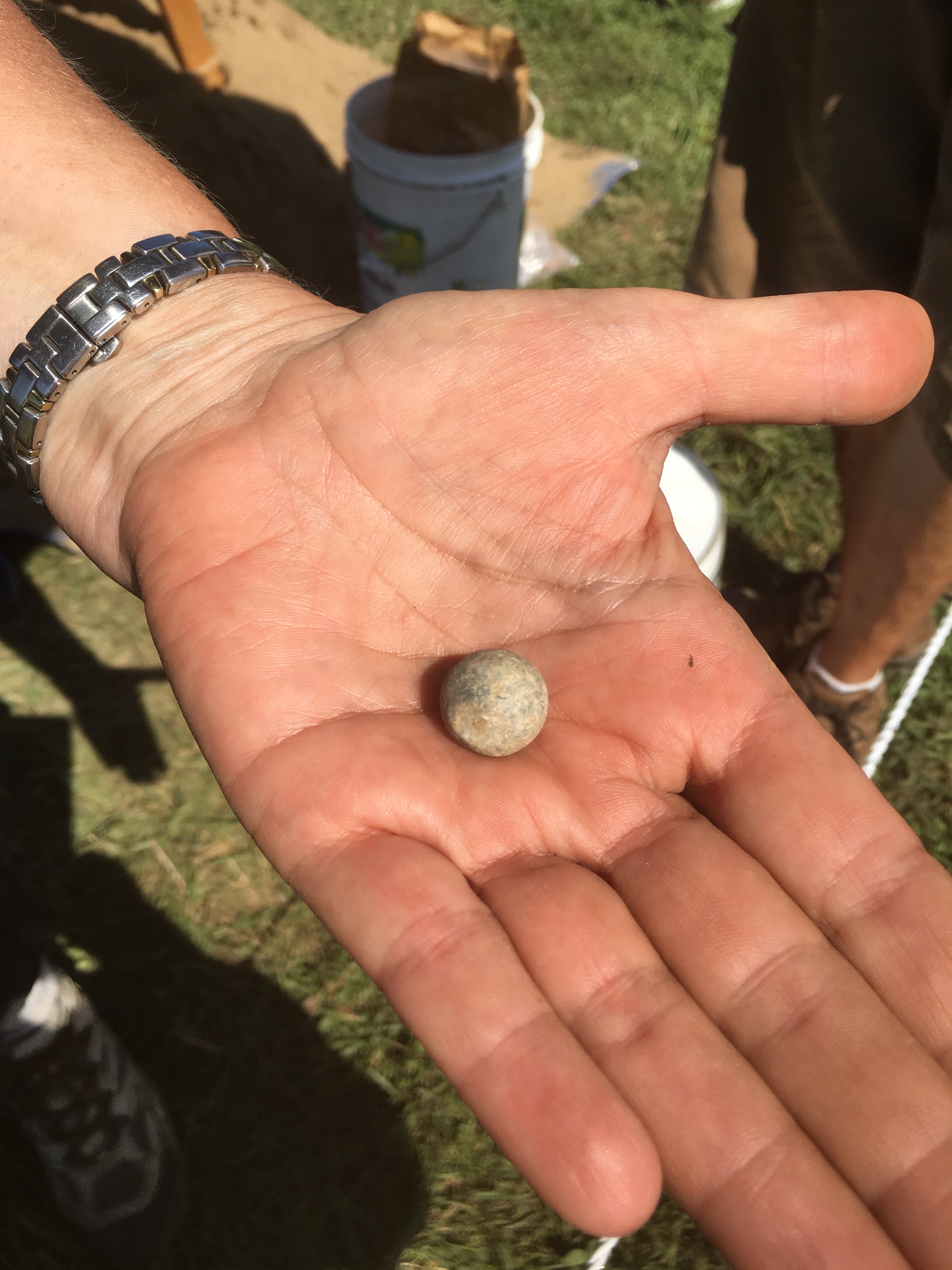 Musket ball found at Hollister site, 2016. photo: Walter Woodward
