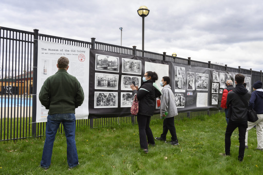 The Museum of the Old Colony: An Art Installation by Pablo Delano, outdoor banner version produced by Photoville Festival, New York City in 2020, exhibited in Pope Park, Hartford, CT in 2021. 